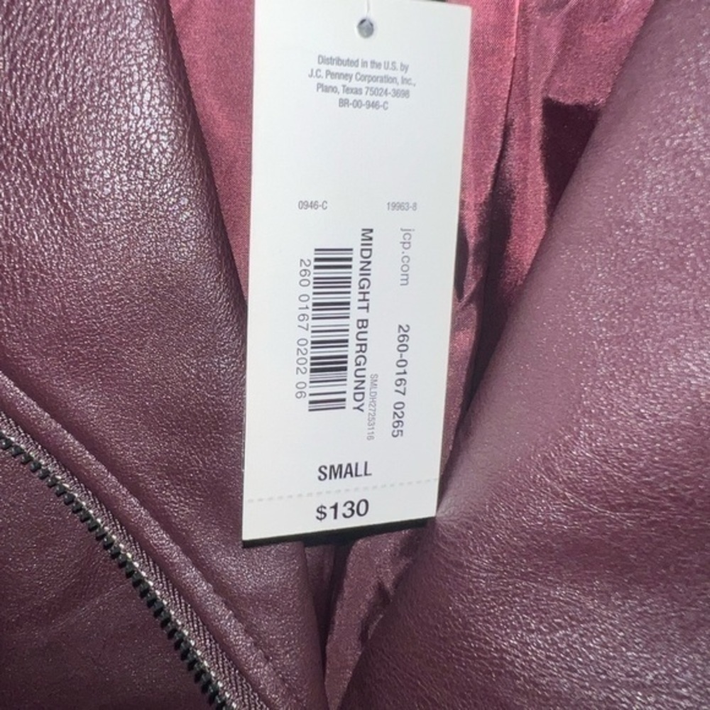 Burgundy Faux Leather Small Women’s Jacket - Picture 4 of 5